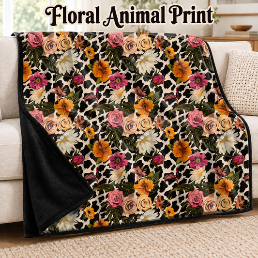 Floral Animal Print-Soft Throw Blanket 14 Run- (PREORDER CLOSES 9/28, ETA DECEMBER)