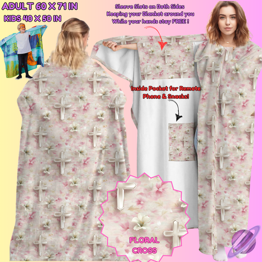 WEARABLE THROW RUN-FLORAL CROSS-PREORDER CLOSING 8/31-  ETA LATE NOV./EARLY DEC.
