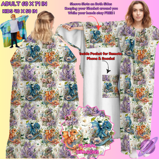 WEARABLE THROW RUN-FLORAL DRAGONS-PREORDER CLOSING 8/31-  ETA LATE NOV./EARLY DEC.