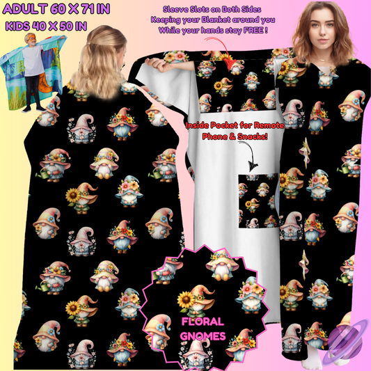 WEARABLE THROW RUN-FLORAL GNOMES-PREORDER CLOSING 8/31-  ETA LATE NOV./EARLY DEC.