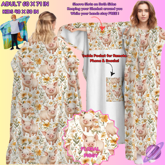 WEARABLE THROW RUN-FLORAL PIGGY-PREORDER CLOSING 8/31-  ETA LATE NOV./EARLY DEC.