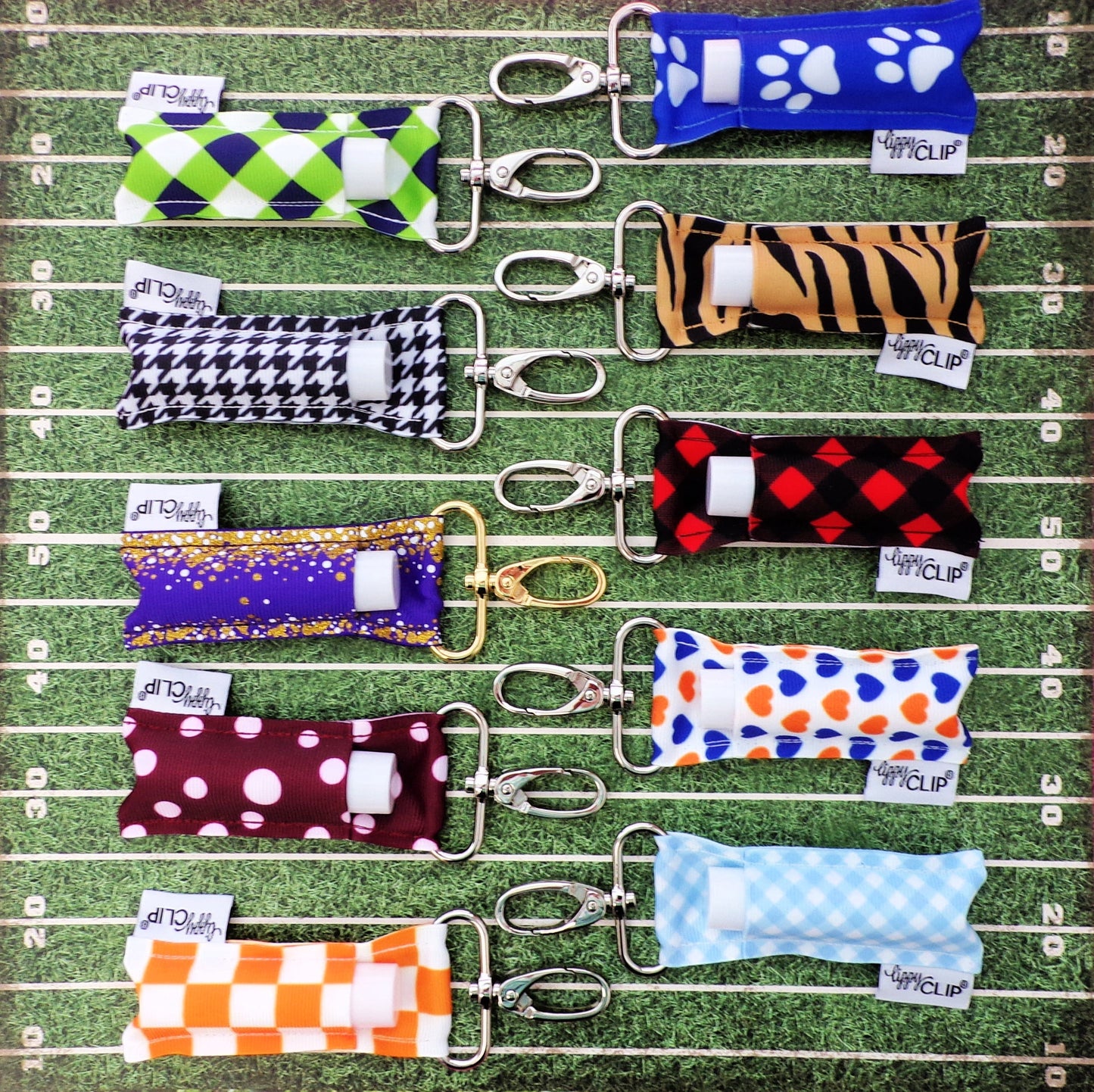 Red and Black Diagonal Plaid LippyClip® Lip Balm Holder