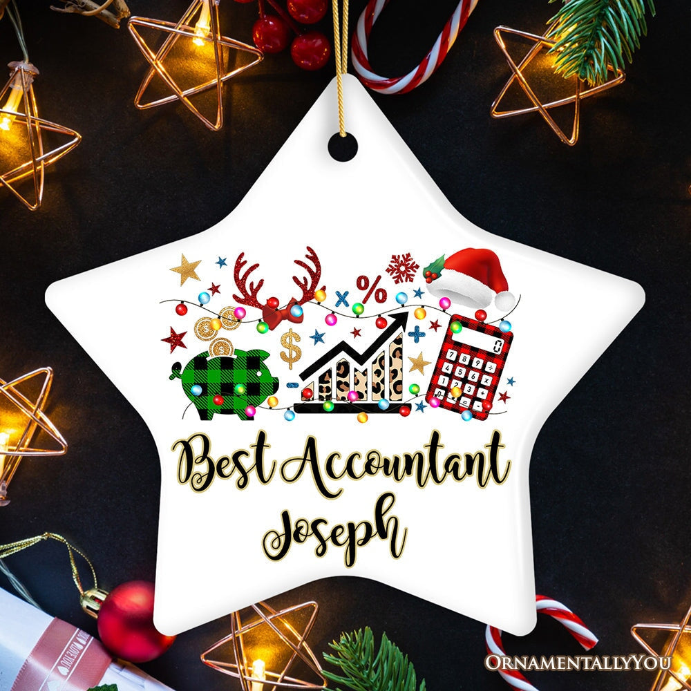 Personalized Finance Professional Buffalo Plaid Christmas Ornament, Custom Accountant and Financial Advisor Gift