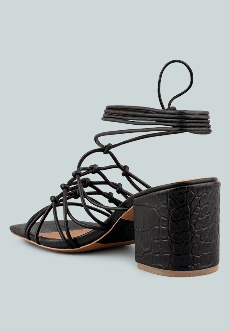 Fonda Croc Patterned Handcrafted Lace Up Sandal