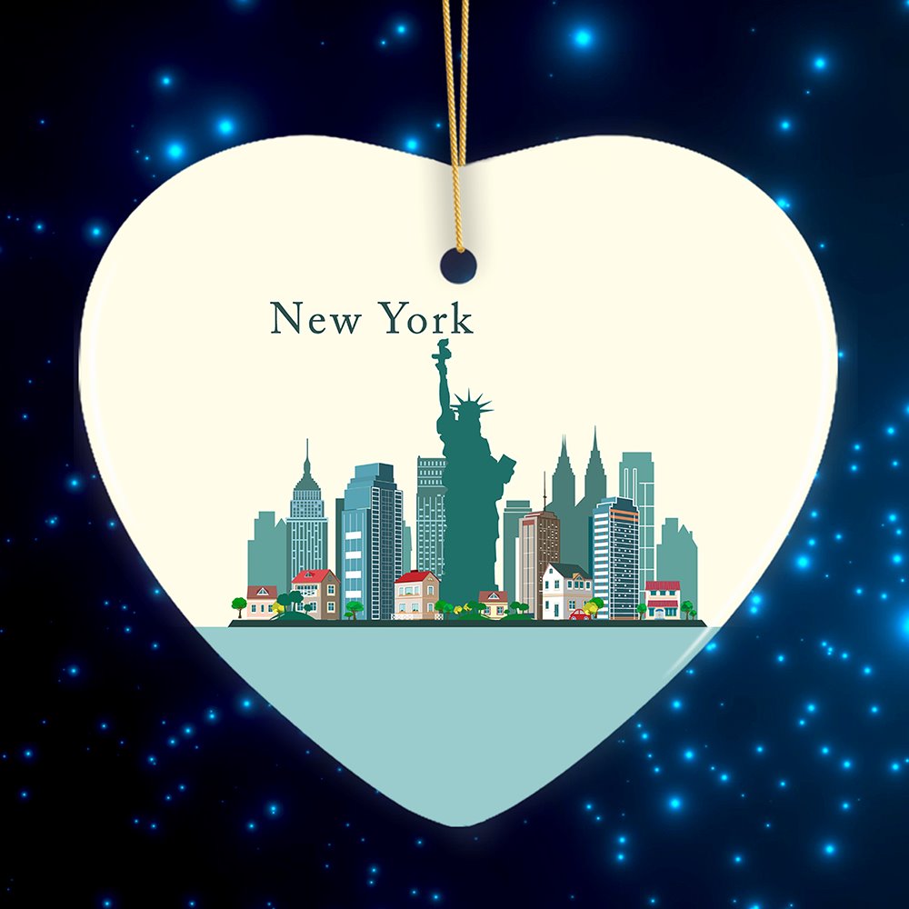 New York City Ornament, Minimalist NYC Christmas Decoration