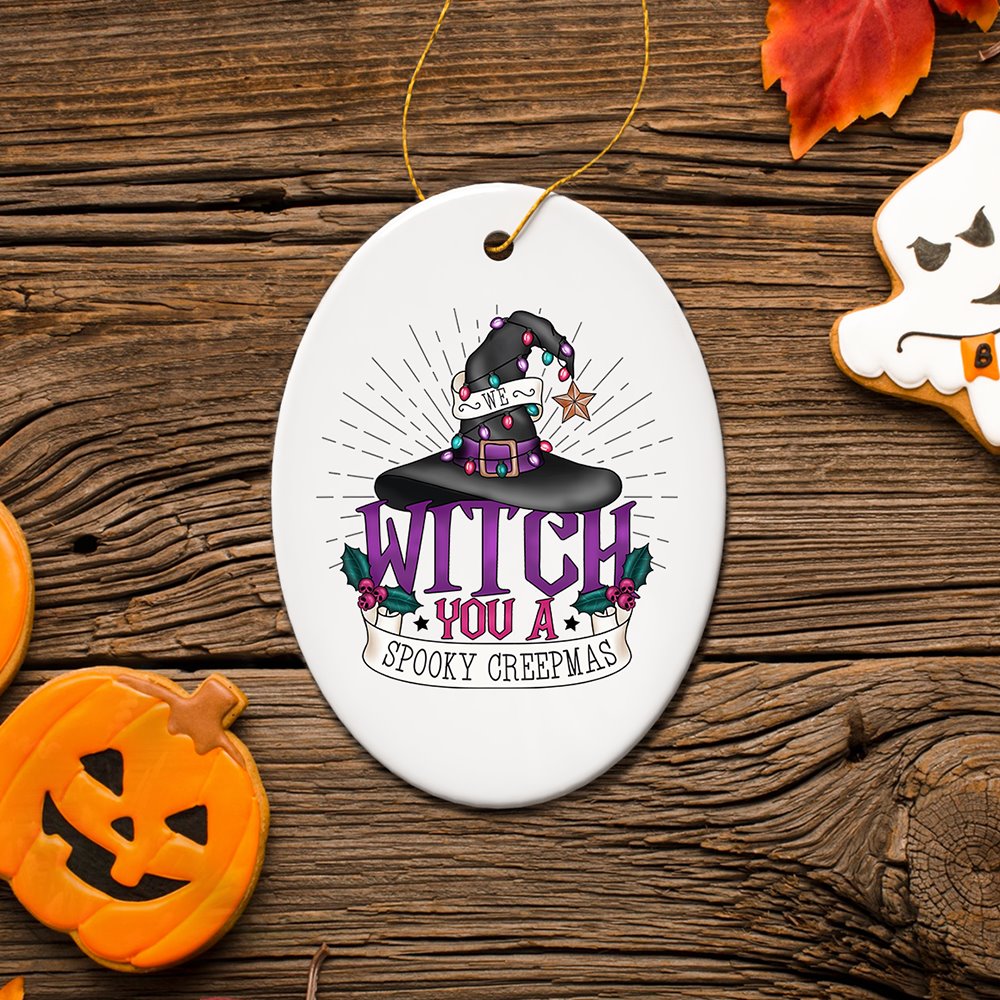 We Witch You a Spooky Creepmas Ornament, Whimsical Halloween Christmas Decoration