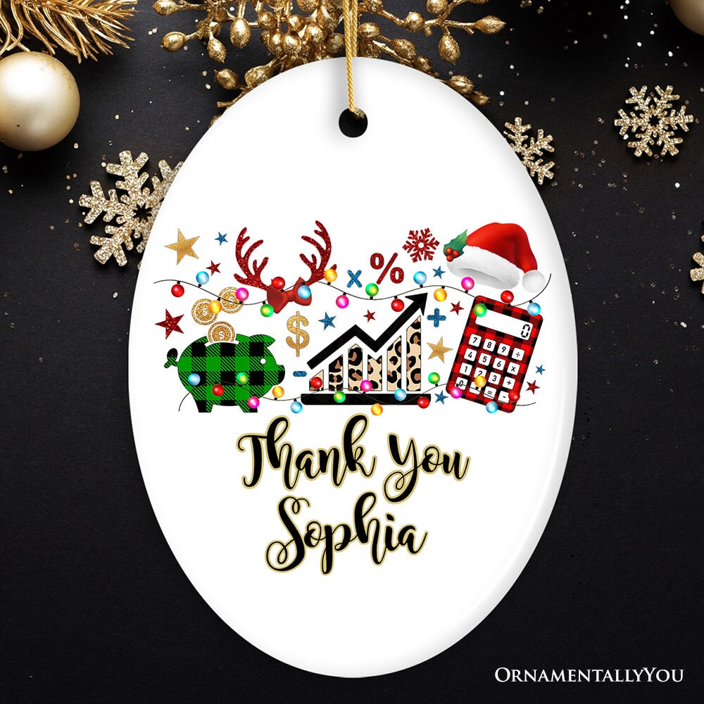 Personalized Finance Professional Buffalo Plaid Christmas Ornament, Custom Accountant and Financial Advisor Gift