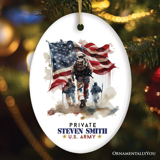 U.S. Army Private Personalized Ornament, Veteran Christmas Decor and Military Gift