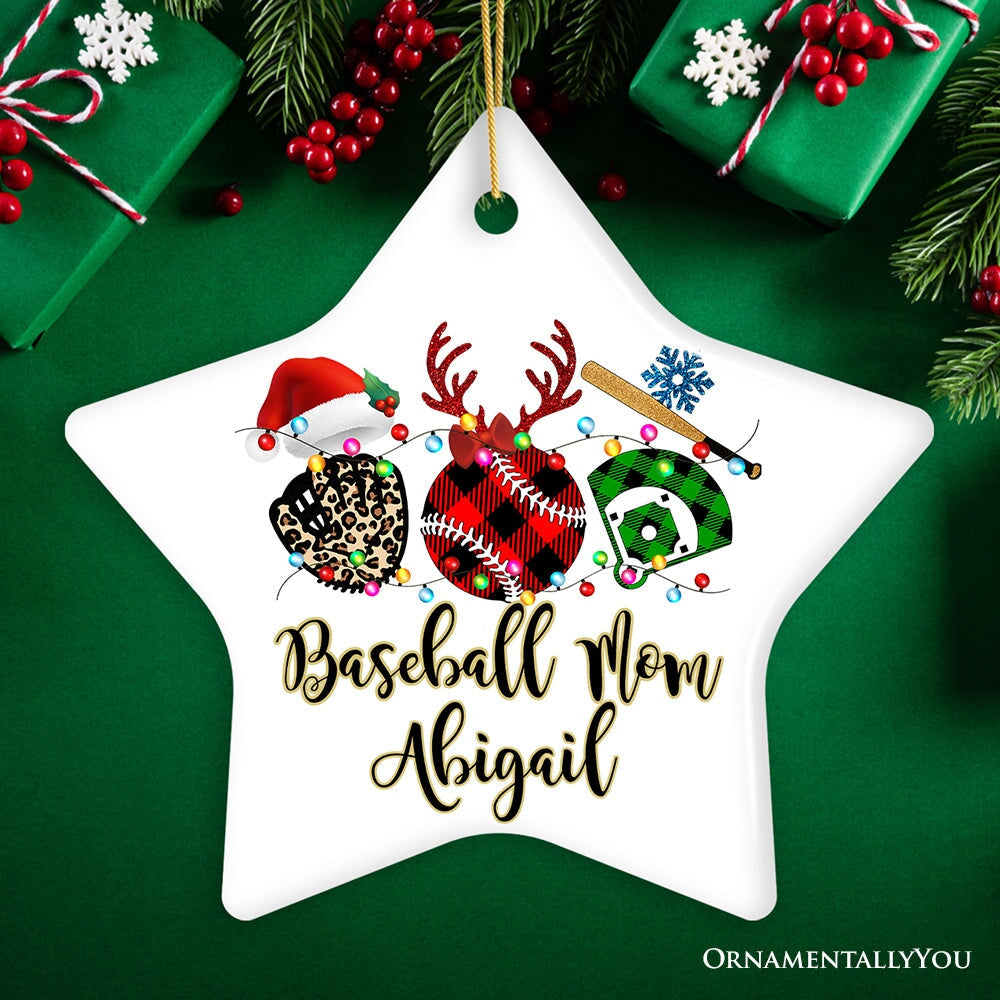 Personalized Baseball Buffalo Plaid Leopard Merry Christmas Ornament, Team and Coaches  Gift