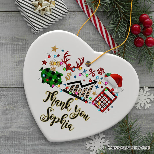 Personalized Finance Professional Buffalo Plaid Christmas Ornament, Custom Accountant and Financial Advisor Gift
