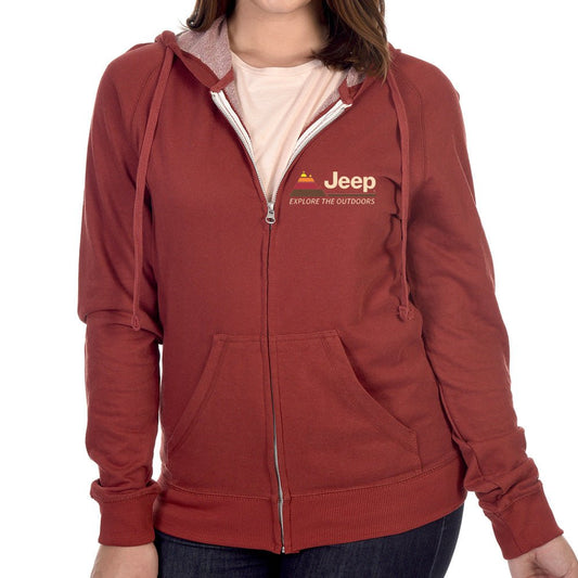 Mens Jeep® Explore The Outdoors Zip French Terry Hooded Sweatshirt - Spice Heather