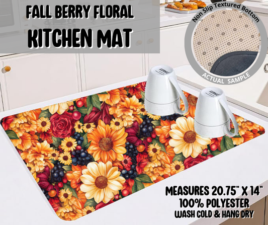 Fall Berry Floral Kitchen Mat