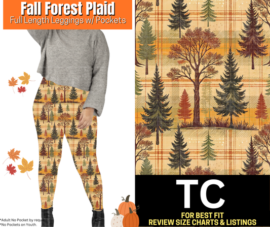 Fall Forest Plaid Full Length Leggings w/ Pockets