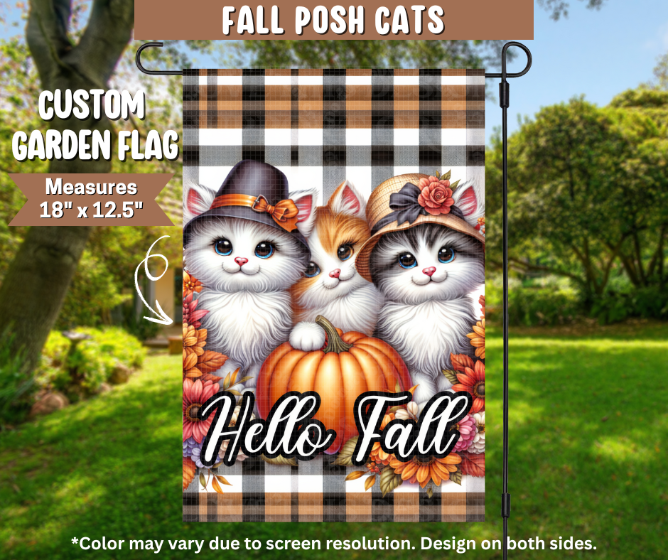 Fall Posh Cats Garden Flag