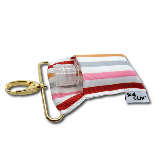 Fall Stripes SaniClip Hand Sanitizer Holder - made to order