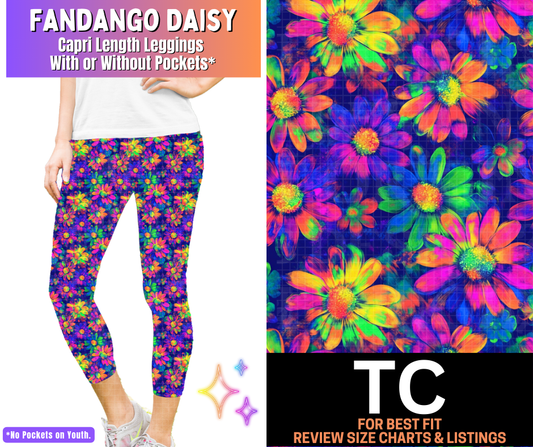 Fandango Daisy Capri Length Leggings w/ Pockets
