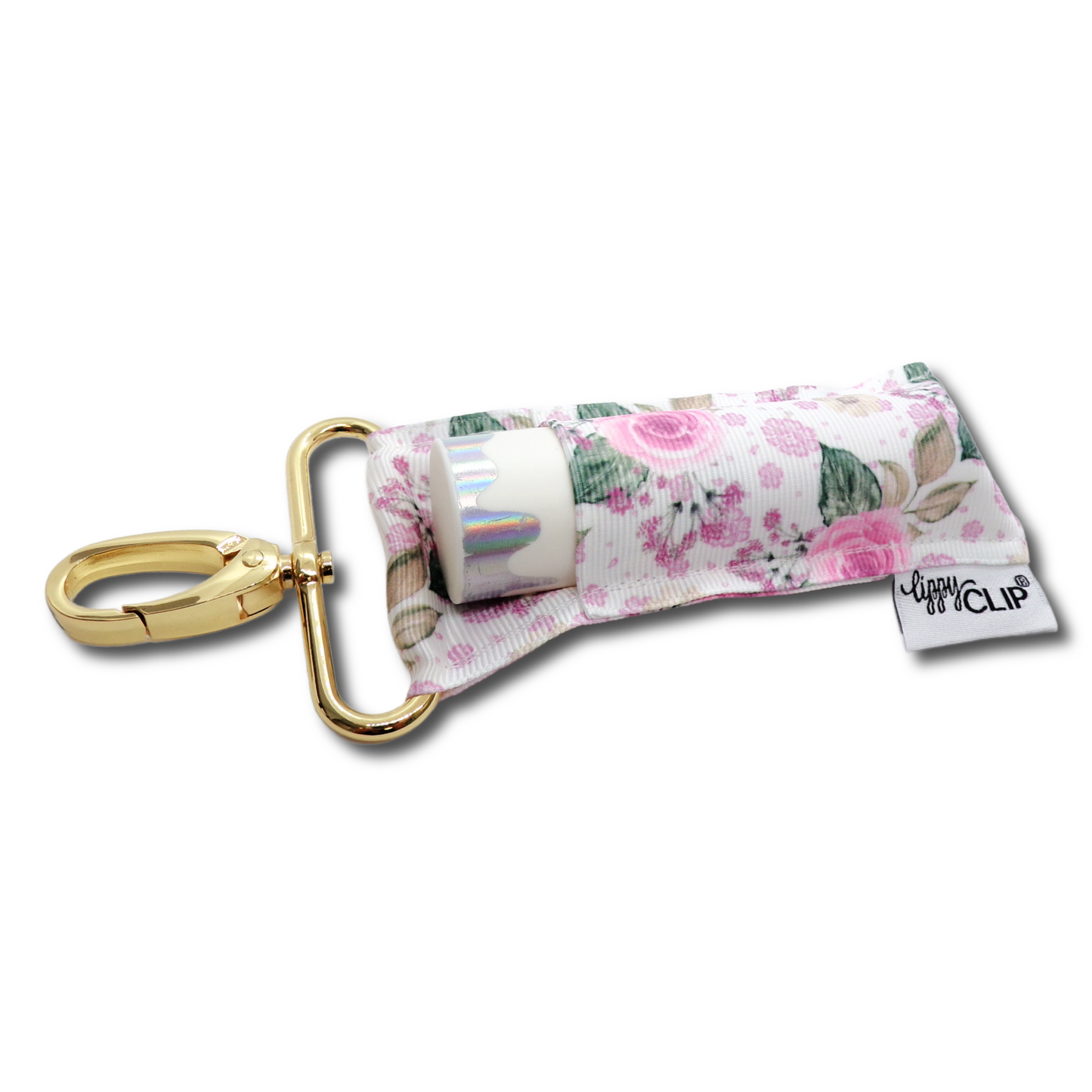 Feminine Floral LippyClip KISS for larger lip balms, essential oil rollers, etc.