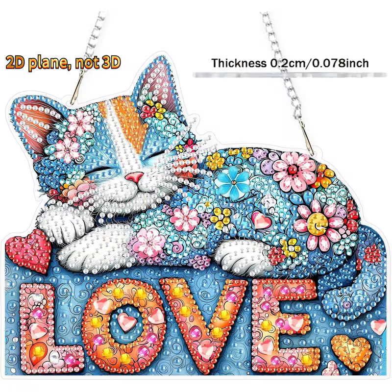 Floral Sleeping Cat "LOVE"