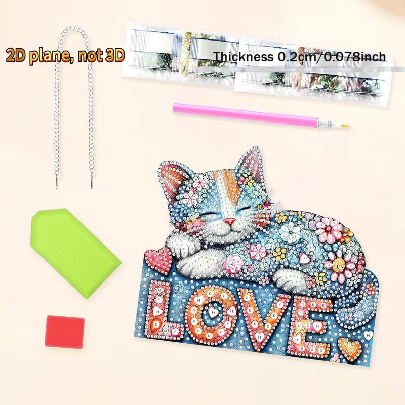 Floral Sleeping Cat "LOVE"