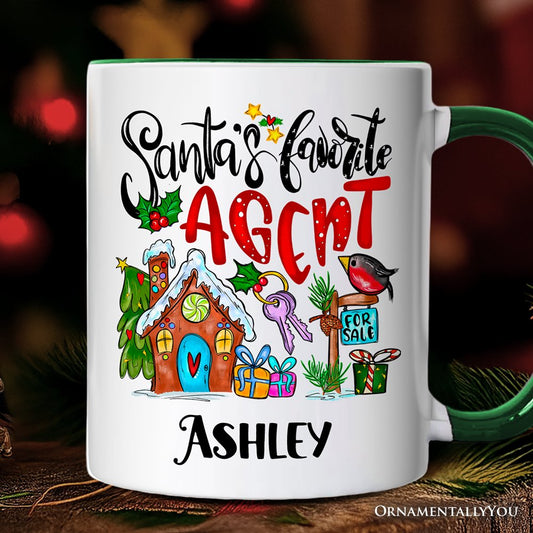 Santa’s Favorite Real Estate Agent Personalized Mug, Appreciation Gift for Realtor and Sales Closing with Custom Name
