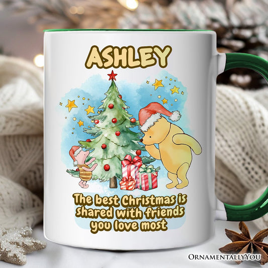 Best Christmas Winnie-the-Pooh Personalized Mug, 1926 A.A. Milne Holiday Gift with Custom Name