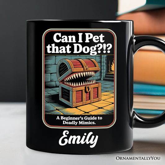 Can I Pet That Dog Retro Personalized Mug, Vintage Meme Humor Gift with Custom Name