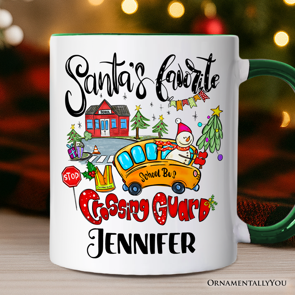 Santa's Favorite Crossing Guard Personalized Mug, School Patrol Appreciation Gift with Custom Name