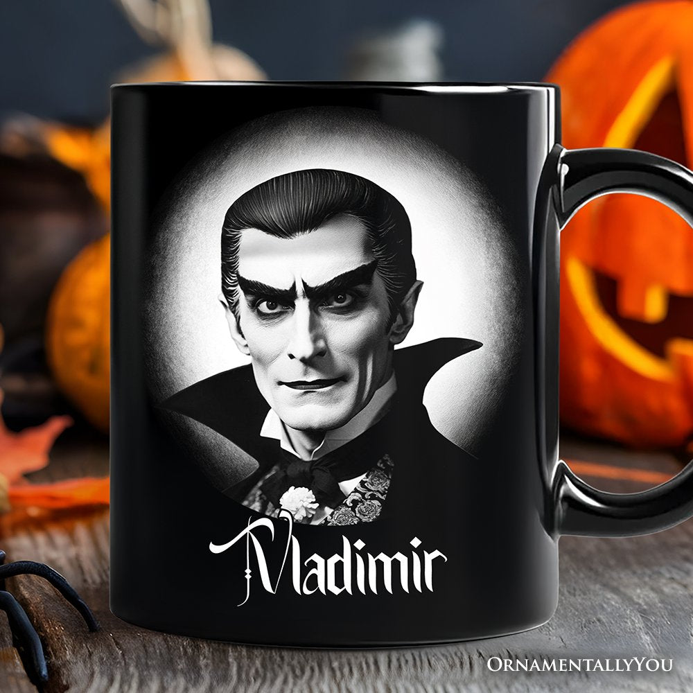 Dracula Spooky Portrait Personalized Mug Horror Villain Theme Halloween Gift with Custom Name