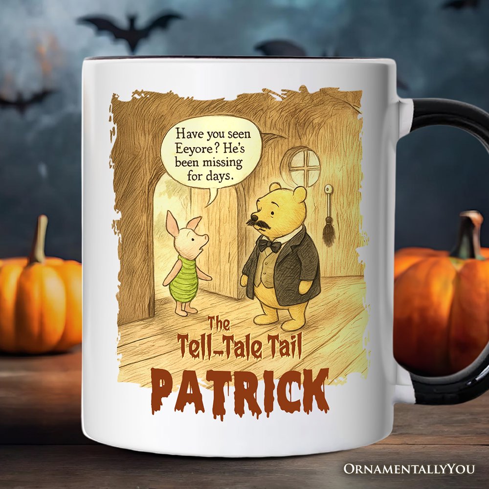 Edgar Allan Winnie-the-Pooh Personalized Mug, 1926 A.A. Milne Vintage Halloween Gift with Custom Name