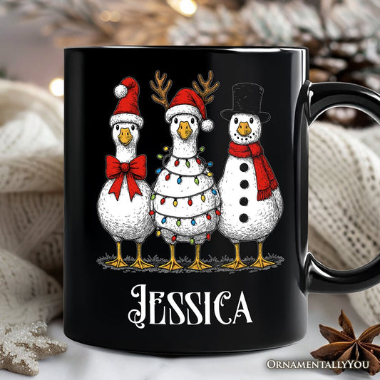 Vintage Christmas Silly Goose Personalized Mug, Snowman Spoof Winter  Gift with Custom Name