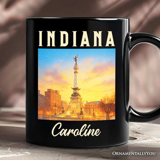 Historic Indiana State Soldiers and Sailors Monument Personalized Mug, Patriotic Gift and Indianapolis Landmark Souvenir with Custom Name