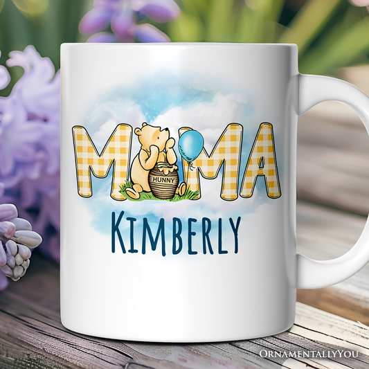 Gingham Bear Mama Personalized Mug, Honey Bear Family Gift with Custom Name