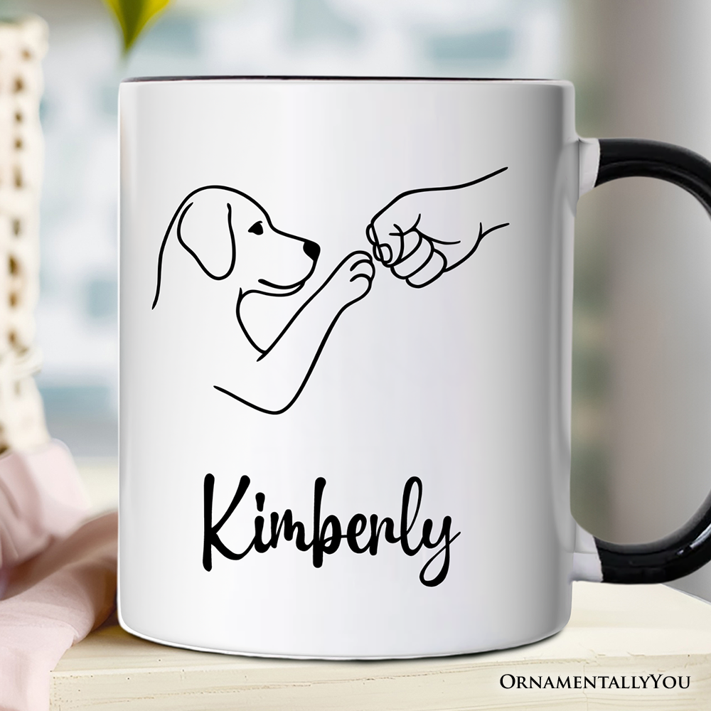Paw Friends Minimalist Line Art Dog Personalized Mug, Cute Dog Parents Gift with Custom Name