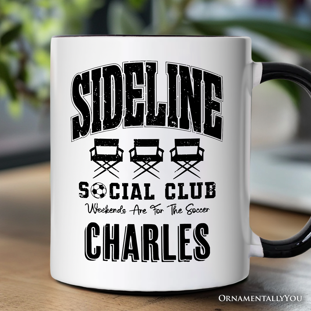 Sideline Social Club Soccer Personalized Mug, Weekends Are for the Soccer Game Day Gift with Custom Name