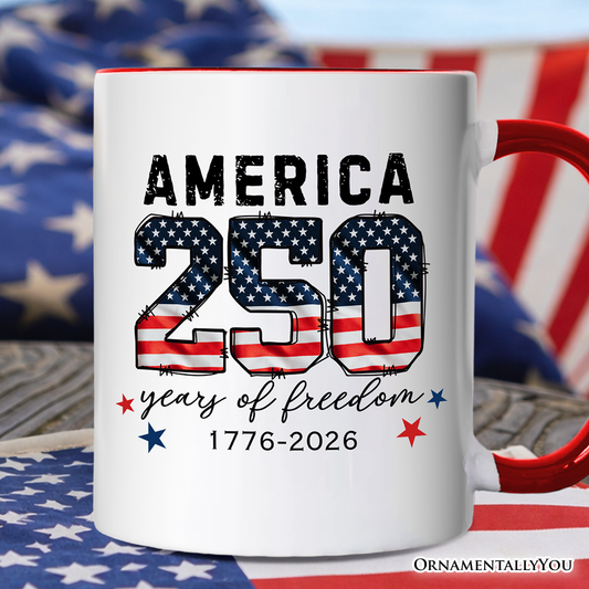 America 250 Years of Freedom Mug, Patriotic USA Anniversary 1776 Gift