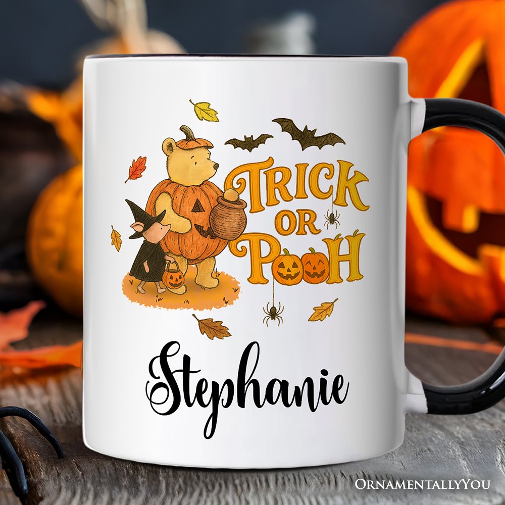 Trick or Treat Winnie-the-Pooh Personalized Mug, 1926 A.A. Milne Halloween Gift with Custom Name