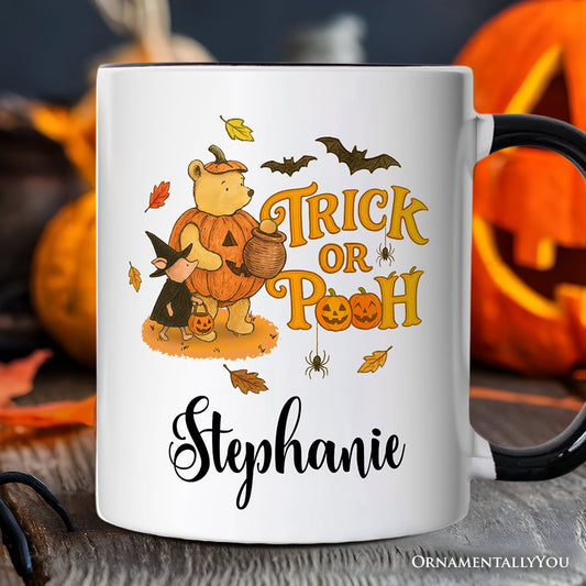 Trick or Treat Winnie-the-Pooh Personalized Mug, 1926 A.A. Milne Halloween Gift with Custom Name