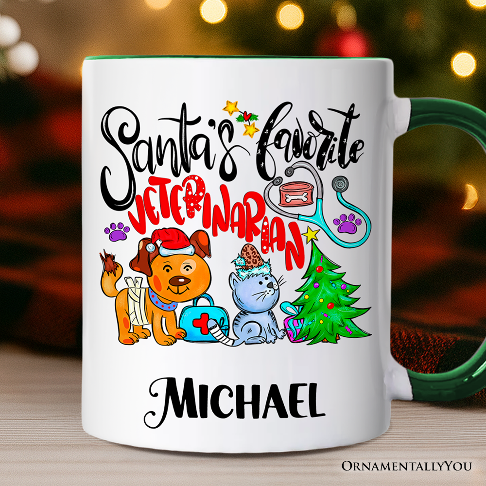 Santa's Favorite Veterinarian Personalized Mug, Veterinary Appreciation Gift with Custom Name