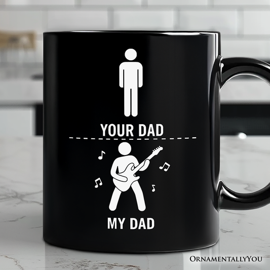 Your Dad Vs My Cool Dad Mug, Funny Bass Guitar Rock Father's Day Gift