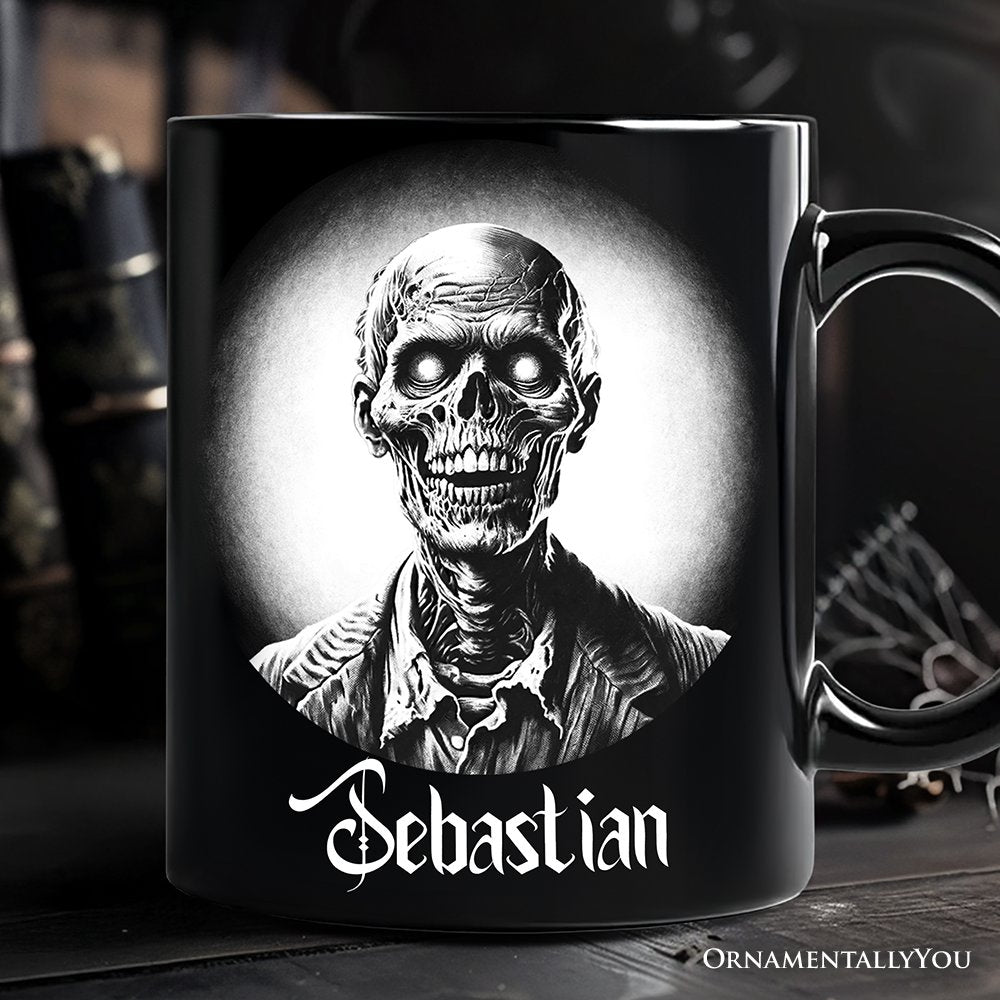 Zombie Spooky Portrait Personalized Mug Horror Villain Theme Halloween Gift with Custom Name