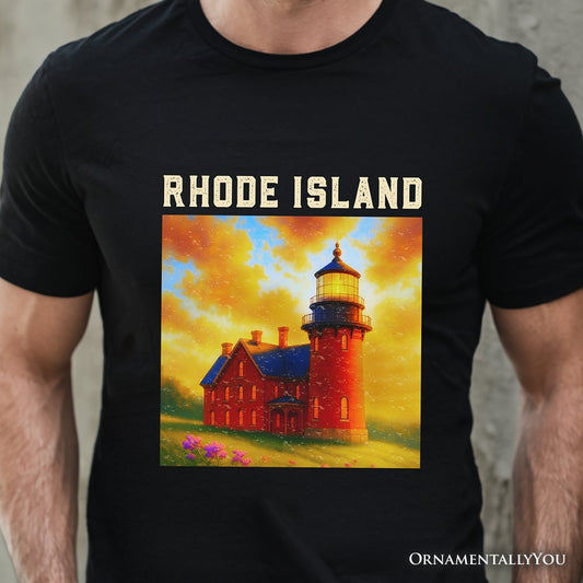Charming Rhode Island State Southeast Lighthouse T-Shirt, Block Island Coastal Landmark Tee and Seaside Souvenir