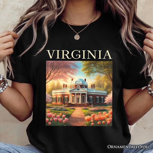 Classic Virginia State Jefferson’s Monticello T-Shirt, Southern Charm Tee and American History Keepsake