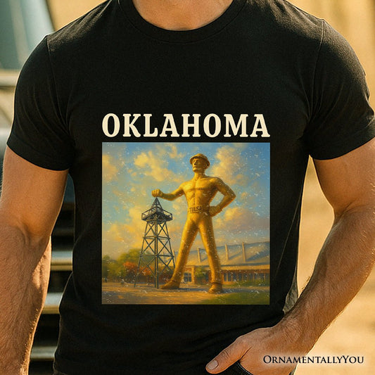 Iconic Oklahoma State Oil Heritage T-Shirt, Tulsa Golden Driller Landmark Tee and Travel Souvenir