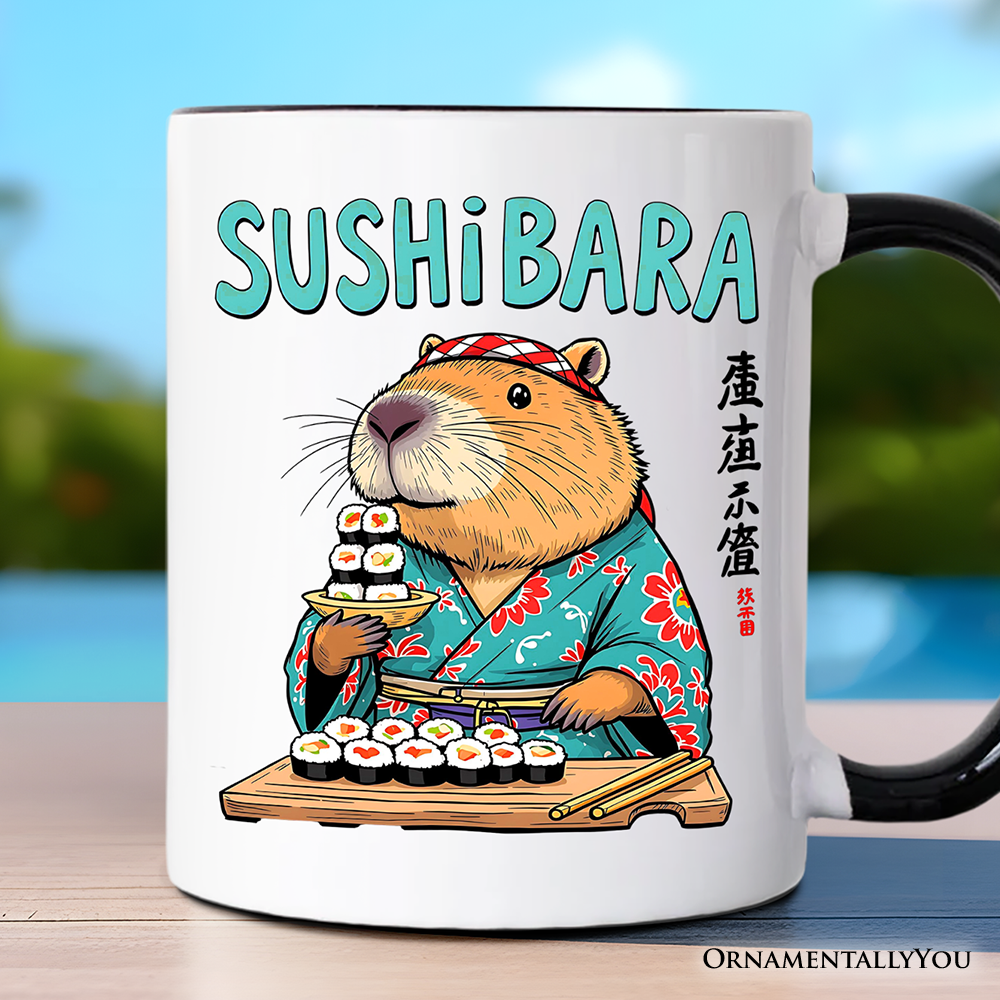 Sushibara Capybara Mug, Funny Sushi Animal Gift