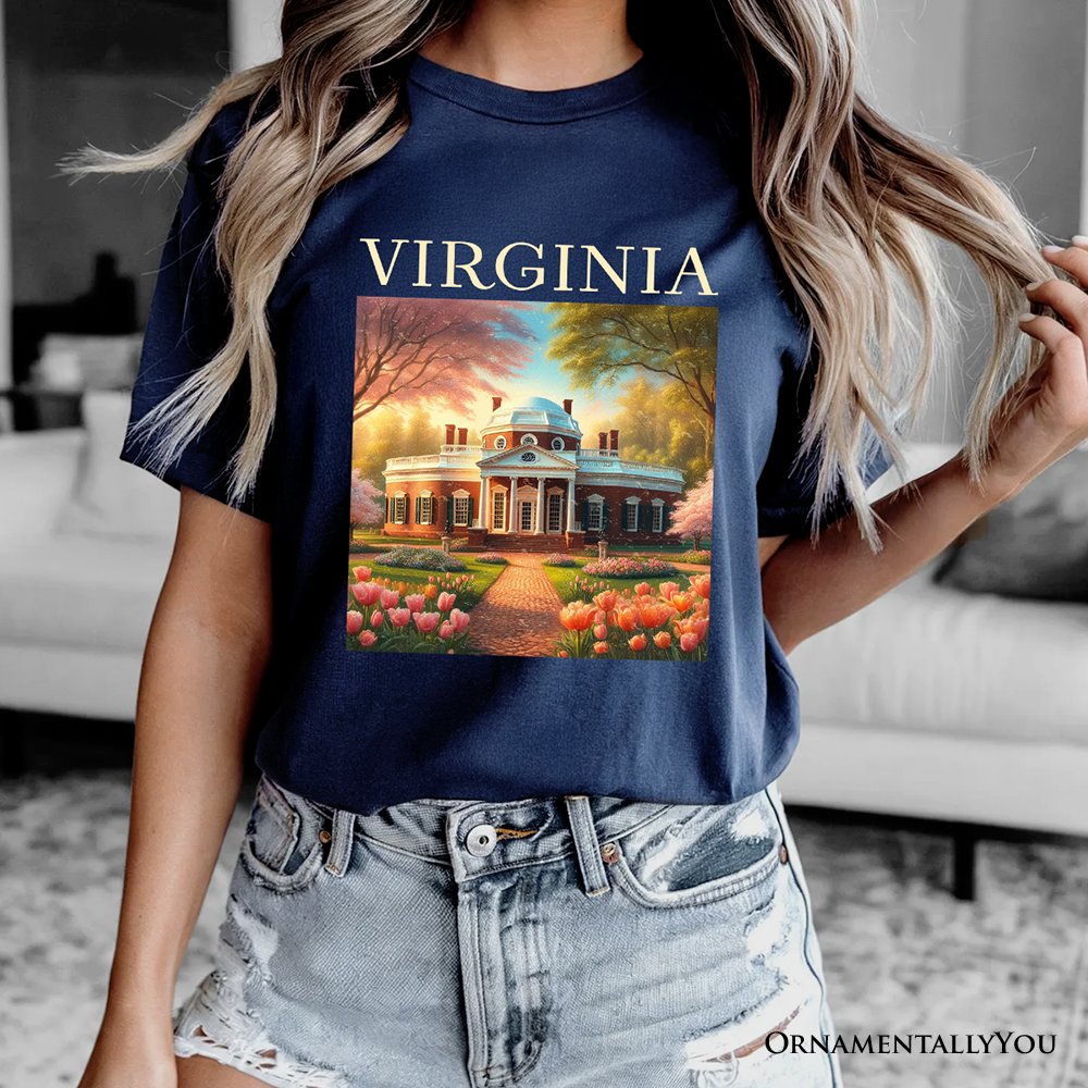 Classic Virginia State Jefferson’s Monticello T-Shirt, Southern Charm Tee and American History Keepsake