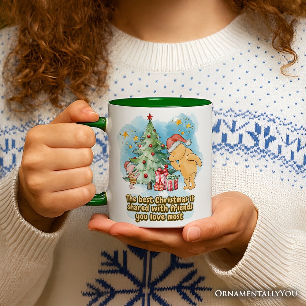 Best Christmas Winnie-the-Pooh Personalized Mug, 1926 A.A. Milne Holiday Gift with Custom Name