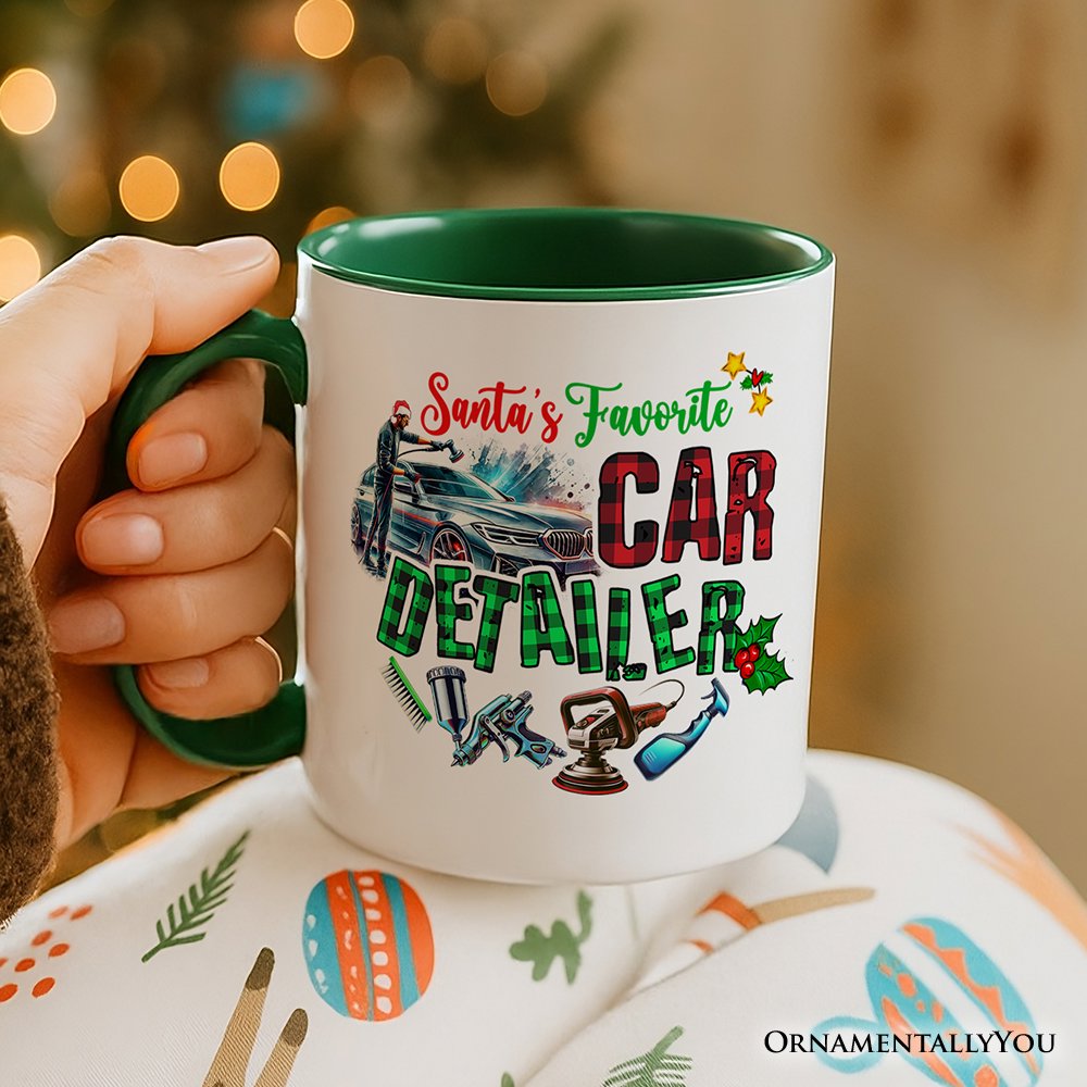 Santa's Favorite Car Detailer Personalized Mug, Christmas Appreciation Gift for Auto Detailing Experts with Custom Name