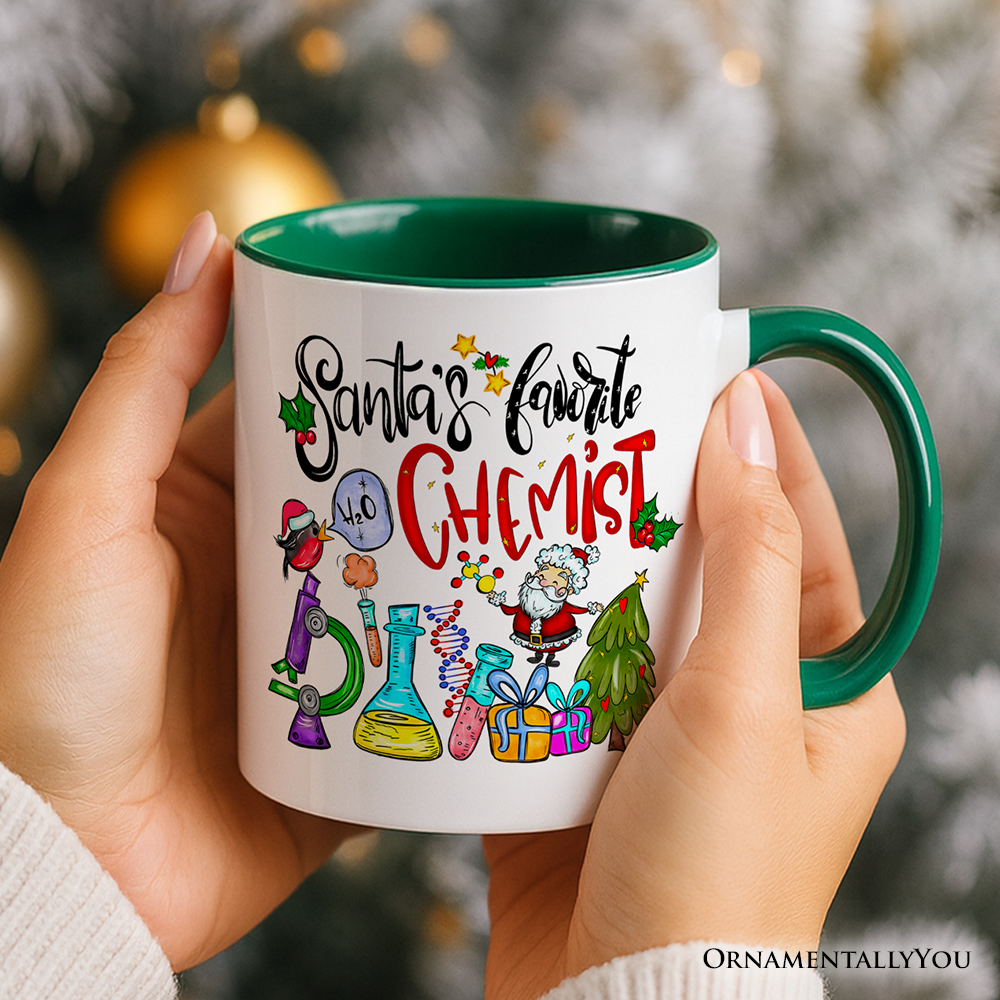 Santa's Favorite Chemist Personalized Mug, Chemistry Gift with Custom Name