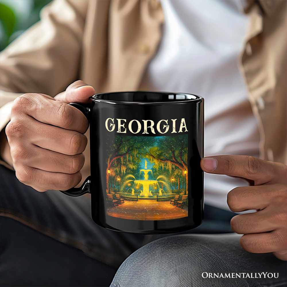 Charming Georgia State Forsyth Park Personalized Mug, Savannah Landmark Gift and Southern Travel Souvenir with Custom Name