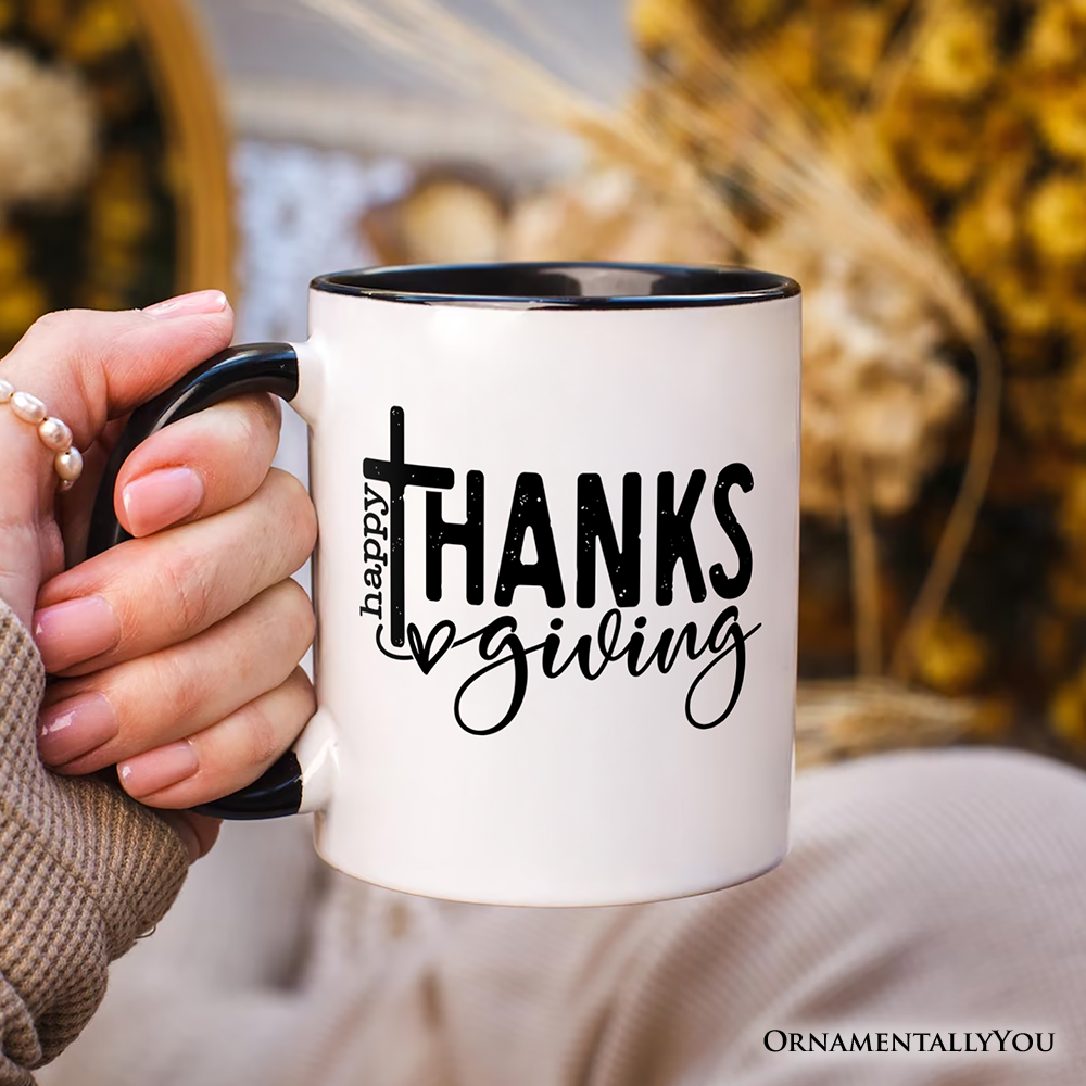 Happy Thanksgiving Mug, Christian Religious Fall Gift